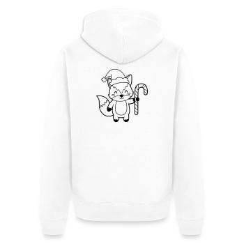 Weihnachtsfuchs mit Candy Cane Illustration - Unisex Premium Bio Zip Hoodie - Weiß - Hinten - Thijin (182cm)