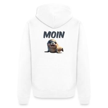 Cute seal with MOIN font - Unisex Premium Organic Zip Hoodie - white - Back - Thijin (182cm)