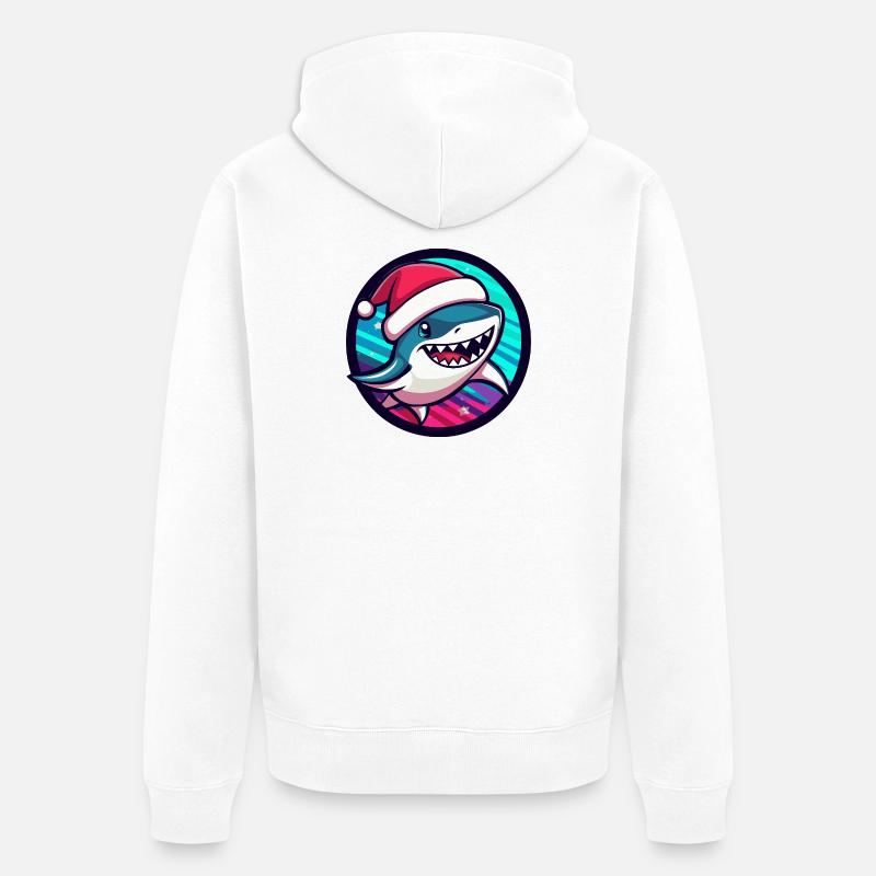 Ghost Noël Shark Santa Comic - Veste à capuche bio Premium Unisexe - blanc