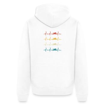 Biker Retro Heartbeat Moto Motorcycle - Unisex Premium Organic Zip Hoodie - white - Back - Thijin (182cm)