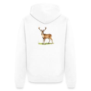 Wald-Aquarellhirsch - Unisex Premium Bio Zip Hoodie - Weiß - Hinten - Thijin (182cm)