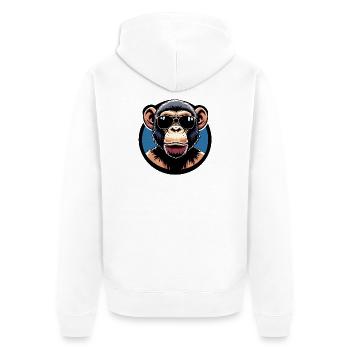 Affe mit Sonnenbrille Kreis - Unisex Premium Bio Zip Hoodie - Weiß - Hinten - Thijin (182cm)