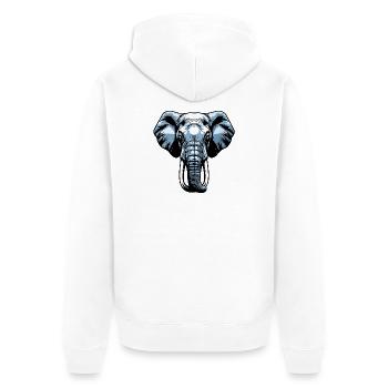 Blaues Elefantenkopf Vektor - Unisex Premium Bio Zip Hoodie - Weiß - Hinten - Thijin (182cm)
