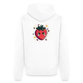 Fraise Kawaii - Veste à capuche bio Premium Unisexe - blanc - Dos - Thijin (182cm)