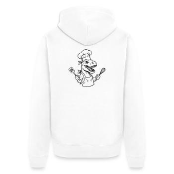 T-rex Cook - Unisex Premium Organic Zip Hoodie - white - Back - Thijin (182cm)