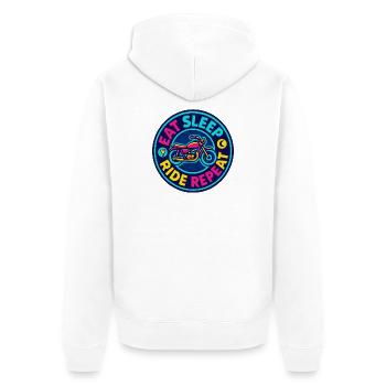 Eat Sleep Ride Repeat - Motorcycle - Biker - Unisex Premium Organic Zip Hoodie - white - Back - Thijin (182cm)