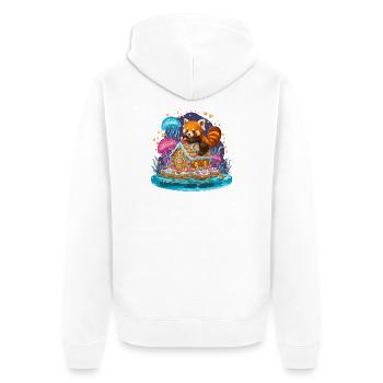 Panda auf Zuckerhaus im Zuckermeer - Unisex Premium Bio Zip Hoodie - Weiß - Hinten - Thijin (182cm)