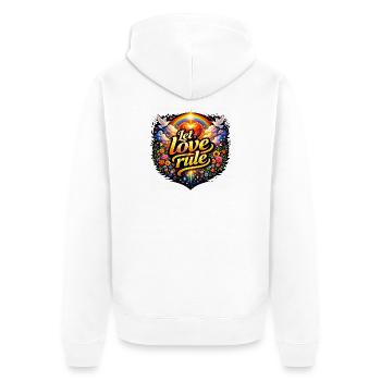Que l’amour règne - Veste à capuche bio Premium Unisexe - blanc - Dos - Thijin (182cm)