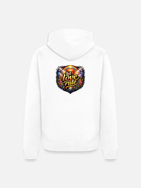 Que l’amour règne - Veste à capuche bio Premium Unisexe - blanc