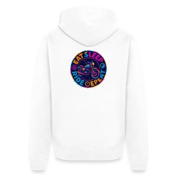 Eat Sleep Ride Repeat - Motorcycle - Biker - Unisex Premium Organic Zip Hoodie - white - Back - Thijin (182cm)