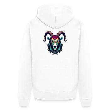 Goat Head Artwork - Unisex Premium Organic Zip Hoodie - white - Back - Thijin (182cm)