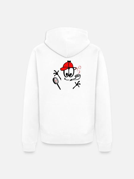 Detektiv mit Pfeife - Unisex Premium Bio Zip Hoodie - Weiß