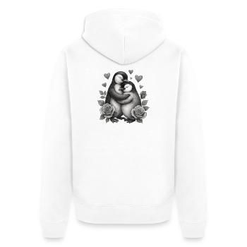 Umarmende Pinguine mit Rosen - Unisex Premium Bio Zip Hoodie - Weiß - Hinten - Thijin (182cm)