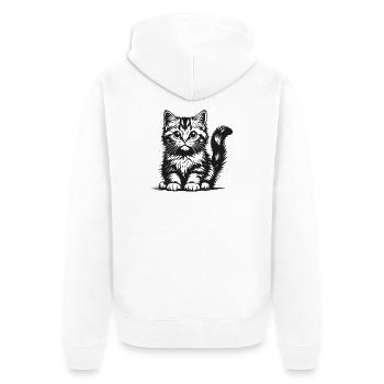 Chaton noir en silhouette - Veste à capuche bio Premium Unisexe - blanc - Dos - Thijin (182cm)