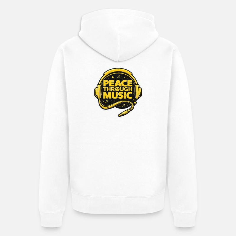 Frieden durch Musik Logo mit Kopfhörern - Unisex Premium Bio Zip Hoodie - Weiß