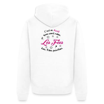 Anniversaire avril  - Les Fées pas chier ! - Veste à capuche bio Premium Unisexe - blanc - Dos - Thijin (182cm)