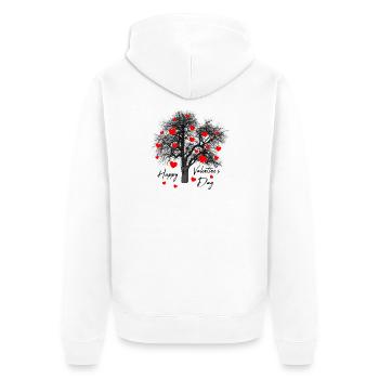 Arbre aux cœurs rouges avec des cœurs Amour de la Saint-Valentin - Veste à capuche bio Premium Unisexe - blanc - Dos - Thijin (182cm)