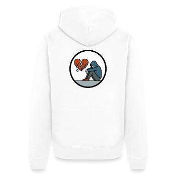 Cœur brisé et solitude Motif de chagrin - Veste à capuche bio Premium Unisexe - blanc - Dos - Thijin (182cm)