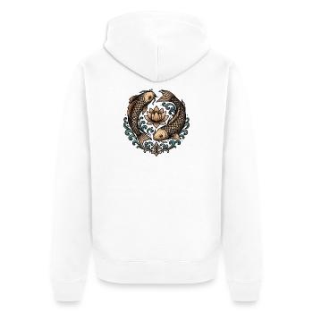 Tatouage d’harmonie du cercle de koi et lotus - Veste à capuche bio Premium Unisexe - blanc - Dos - Thijin (182cm)