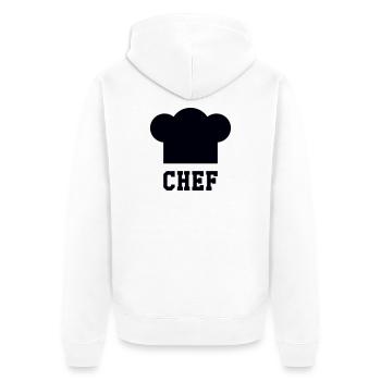 Chef Toque – Küche – Koch - Unisex Premium Bio Zip Hoodie - Weiß - Hinten - Thijin (182cm)