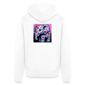 Elefant mit Herz und Herzen - Unisex Premium Bio Zip Hoodie - Weiß - Hinten - Thijin (182cm)