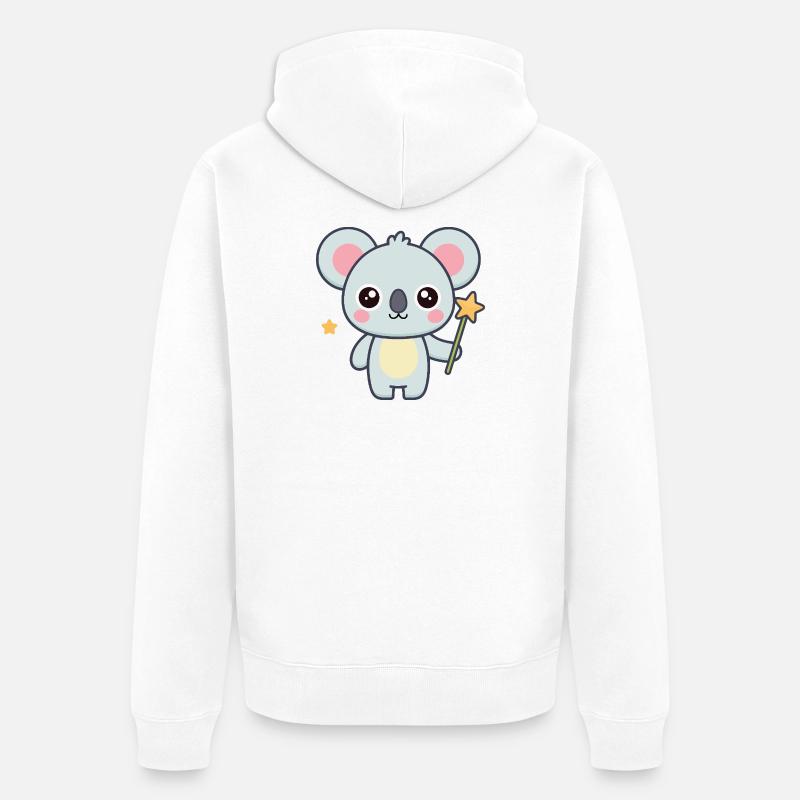 Koala Magicien Pastel Étoilé - Veste à capuche bio Premium Unisexe - blanc