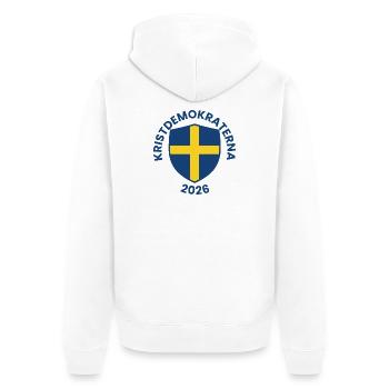 Nordic Blue Shield Yellow Cross - Unisex Premium Organic Zip Hoodie - white - Back - Thijin (182cm)