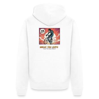 Break The Limits Cycling Hero - Unisex Premium Bio Zip Hoodie - Weiß - Hinten - Thijin (182cm)