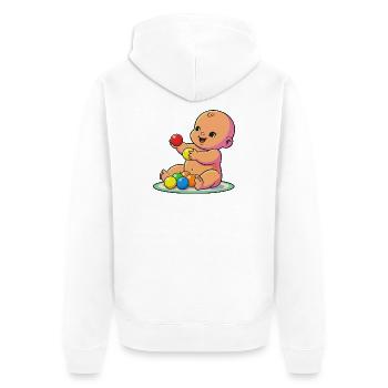 Cheerful Baby with Colorful Balls - Unisex Premium Organic Zip Hoodie - white - Back - Thijin (182cm)