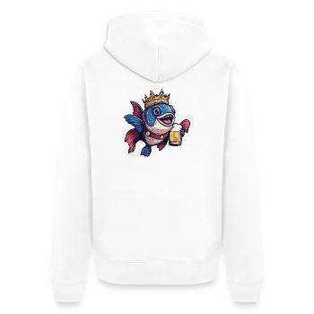 Piranha Fische Bier König - Unisex Premium Bio Zip Hoodie - Weiß - Hinten - Thijin (182cm)