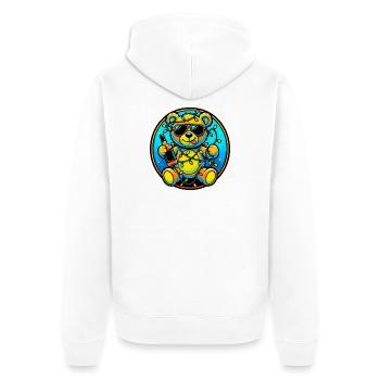 Bär mit Whiskey Lichterkette Party Feiern Saufen - Unisex Premium Bio Zip Hoodie - Weiß - Hinten - Thijin (182cm)