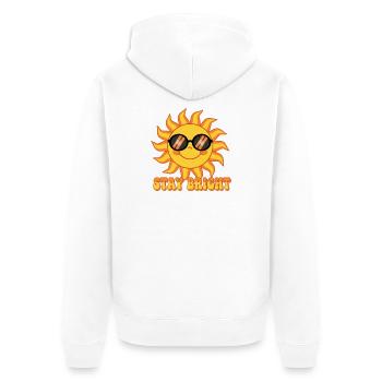 Bleib Bright Retro Groovy Smiling Sun Design - Unisex Premium Bio Zip Hoodie - Weiß - Hinten - Thijin (182cm)