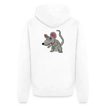 Dessin animé Gris Rat Enjoué - Veste à capuche bio Premium Unisexe - blanc - Dos - Thijin (182cm)