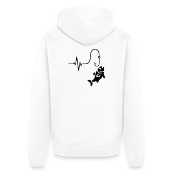 EKG Puls Fisch Silhouette - Unisex Premium Bio Zip Hoodie - Weiß - Hinten - Thijin (182cm)