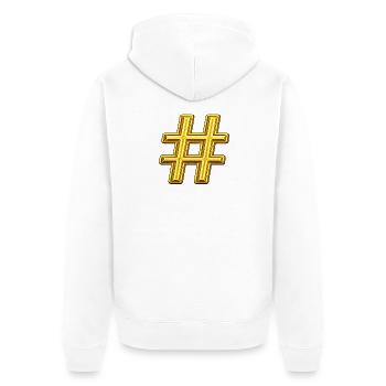 Gold Hashtag Emblem - Unisex Premium Organic Zip Hoodie - white - Back - Thijin (182cm)