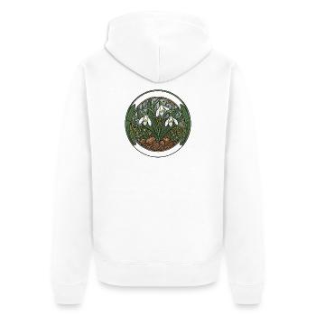 Schneeglöckchen im Art Nouveau Kreis - Unisex Premium Bio Zip Hoodie - Weiß - Hinten - Thijin (182cm)