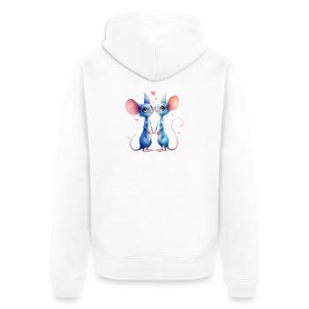 Blaue Mäuse verliebt - Unisex Premium Bio Zip Hoodie - Weiß - Hinten - Thijin (182cm)