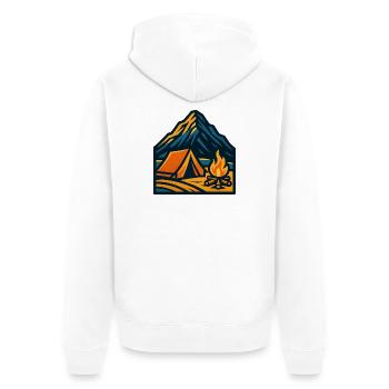 Bergzelt am Lagerfeuer - Unisex Premium Bio Zip Hoodie - Weiß - Hinten - Thijin (182cm)