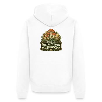 Facilement distrait par les champignons - Veste à capuche bio Premium Unisexe - blanc - Dos - Thijin (182cm)