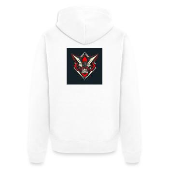 Schädel-Krieger-Emblem - Unisex Premium Bio Zip Hoodie - Weiß - Hinten - Thijin (182cm)