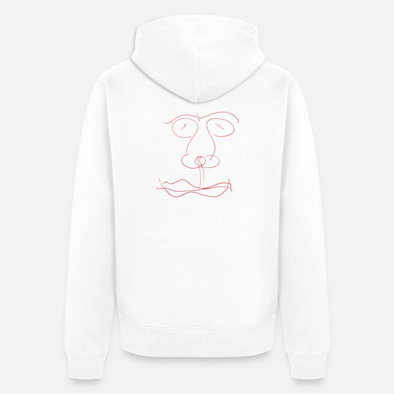 Ligne de face rouge abstraite - Veste à capuche bio Premium Unisexe - blanc
