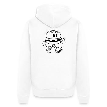 Lustiger Burger läuft Cartoon Fast Food - Unisex Premium Bio Zip Hoodie - Weiß - Hinten - Thijin (182cm)