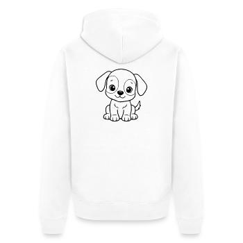 Süßes Baby-Hund – Schwarz-weißer Welpe - Unisex Premium Bio Zip Hoodie - Weiß - Hinten - Thijin (182cm)