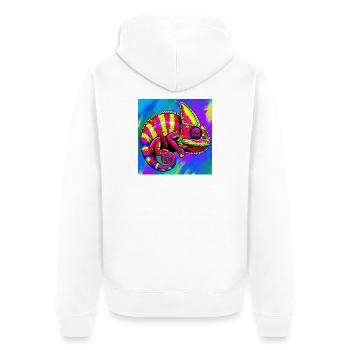 Chamäleon - Unisex Premium Bio Zip Hoodie - Weiß - Hinten - Thijin (182cm)
