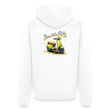 Born To Ride Scooter Neon Splash - Unisex Premium Bio Zip Hoodie - Weiß - Hinten - Thijin (182cm)