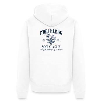 Club social qui plaît aux gens – Désolé pour... - Veste à capuche bio Premium Unisexe - blanc - Dos - Thijin (182cm)