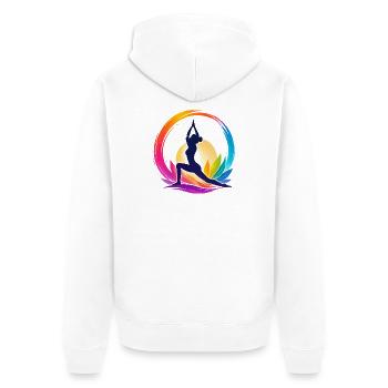 Colorful yoga in the circle of the sun - Unisex Premium Organic Zip Hoodie - white - Back - Thijin (182cm)