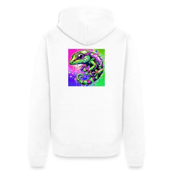 Gecko - Unisex Premium Bio Zip Hoodie - Weiß - Hinten - Thijin (182cm)