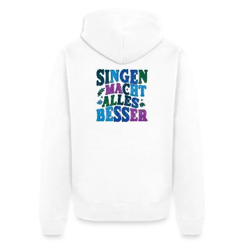 Singen macht alles besser - bunt - Unisex Premium Bio Zip Hoodie - Weiß - Hinten - Thijin (182cm)
