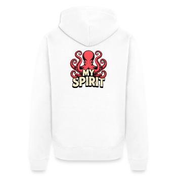 Oktopus Spirit - Unisex Premium Bio Zip Hoodie - Weiß - Hinten - Thijin (182cm)